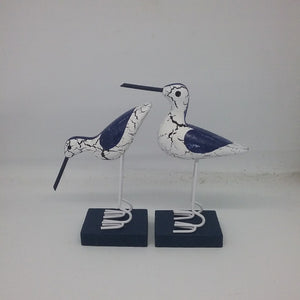 Seagull statues blue and white pair