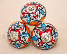 Load image into Gallery viewer, Hand Painted Antique Ceramic Door Drawer Knob - Colourful Carnival - Beths Emporium