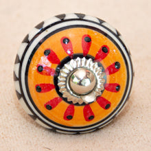 Load image into Gallery viewer, Hand Painted Antique Ceramic Door Drawer Knob - The Beat Goes On - Beths Emporium