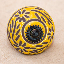 Load image into Gallery viewer, Hand Painted Ceramic Door Drawer Knob ..Sunny Floral Garland - Beths Emporium