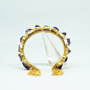 Hand Crafted Amethyst Bracelet - One Off Handmade -  Flexible Sizing - Beths Emporium