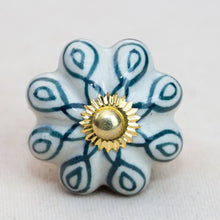Load image into Gallery viewer, Hand Painted Antique Ceramic Door Drawer Knob - Teal Delight - Beths Emporium