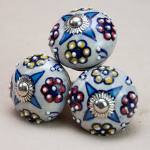 Load image into Gallery viewer, Hand Painted Antique Ceramic Door Drawer Knob - Four Flowers - Beths Emporium
