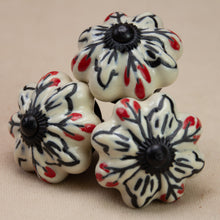Load image into Gallery viewer, Hand Painted Antique Ceramic Door Drawer Knob - Flame Tree - Beths Emporium