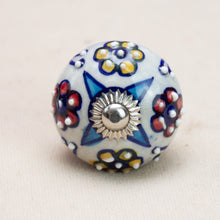Load image into Gallery viewer, Hand Painted Antique Ceramic Door Drawer Knob - Four Flowers - Beths Emporium