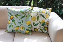 Load image into Gallery viewer, Linen Cushion Cover - Lemon Fresh on Soft Blue - Beths Emporium