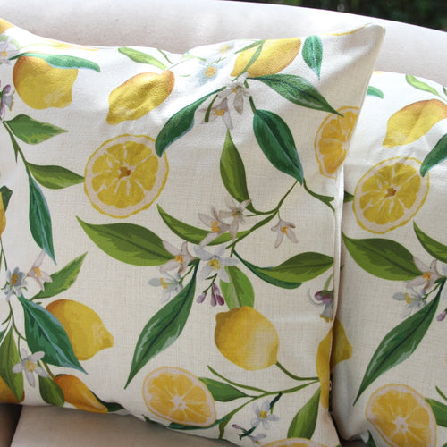 Linen Cushion Cover - Lemon Fresh, Neutral Ground - Beths Emporium