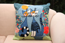 Load image into Gallery viewer, Embroidered Cushion Cover - Kitty Cats 40x40cm - Beths Emporium