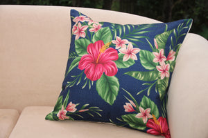 Linen Cushion Cover - Hibiscus & Frangipani - Beths Emporium