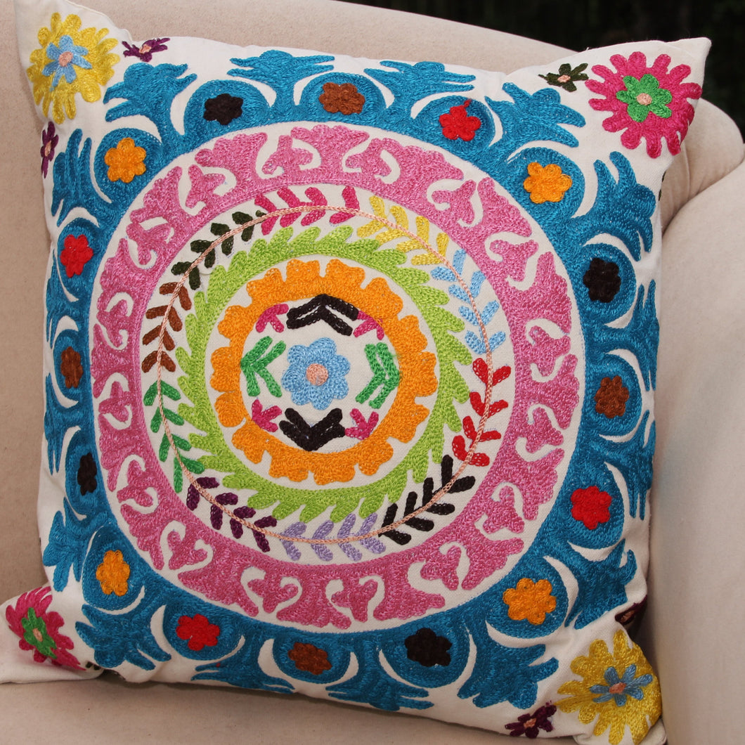 Creative Colours of India - Embroidered Cushion - Mandala Magic - Beths Emporium