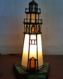 Leadlight Style Lighthouse Table Lamp - Beths Emporium