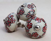 Load image into Gallery viewer, Hand Painted Antique Ceramic Door Drawer Knob - Red Roses for Love - Beths Emporium