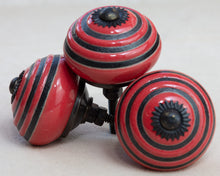 Load image into Gallery viewer, Hand Painted Antique Ceramic Door Drawer Knob - Red Bullseye - Beths Emporium