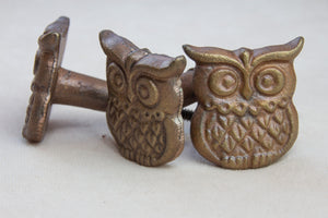 Hand Painted Antique Ceramic Door Drawer Knob - Friendly Owl - Cast Iron - Beths Emporium