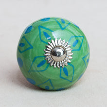 Load image into Gallery viewer, Hand Painted Antique Vintage Ceramic Door Drawer Knob - Sea of Blue &amp; Green - Beths Emporium