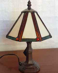 Leadlight Style Small Hexagonal Lamp - Beths Emporium
