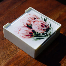 Load image into Gallery viewer, Set of Glass Coasters - Posy of Proteas - Beths Emporium