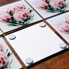 Load image into Gallery viewer, Set of Glass Coasters - Posy of Proteas - Beths Emporium