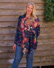 Load image into Gallery viewer, Scarf or Shawl - Navy and Red Rose - Beths Emporium