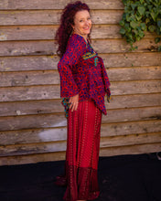 Load image into Gallery viewer, Red &amp; Gold Colour Silk Boho Flares - Beths Emporium