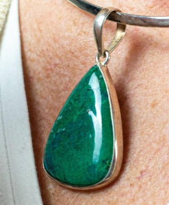 Unique Hand Crafted Green Chrysocolla & Sterling Silver Pendant - Beths Emporium