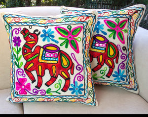 Creative Colours of India  - Embroidered Cushion - Jaipur Journey - Beths Emporium