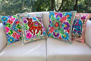 Creative Colours of India  - Embroidered Cushion - Bombay Beauty - Beths Emporium