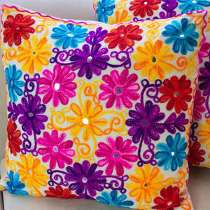 Creative Colours of India  - Embroidered Cushion - Taj Mahal Garden - Beths Emporium