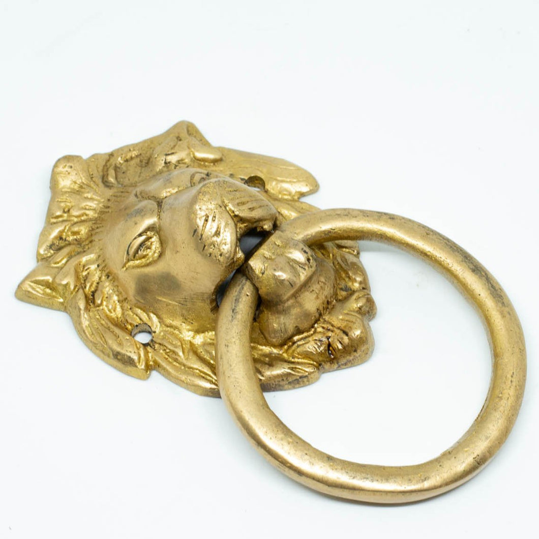Brass Antique Lion’s Head Door Knocker Handle - Polished - Beths Emporium