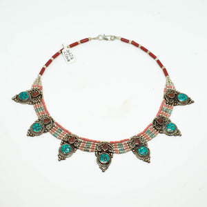 Hand crafted Tibetan Necklace - Turquoise Points - Beths Emporium