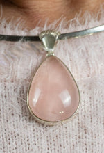 Load image into Gallery viewer, Hand Crafted Unique Soft Pink Rose Quartz Stirling Silver Pendant - Beths Emporium
